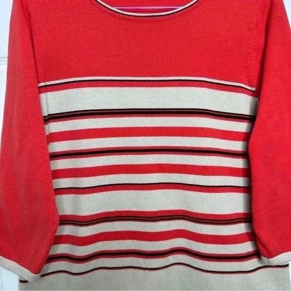 Tanjay Pullover Sweater Stripes Orange / Cream / Black Size  Large - Picture 12 of 16